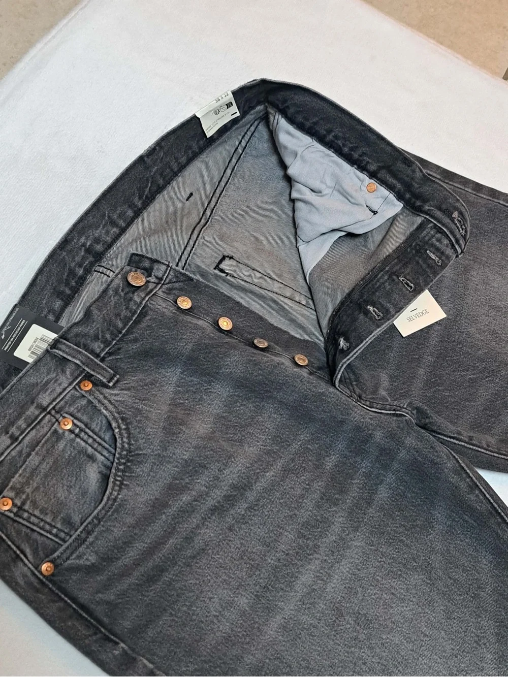 Levi's ® Original Selvedge Men's Jeans - Black Ash Grey - Men's size 38x32